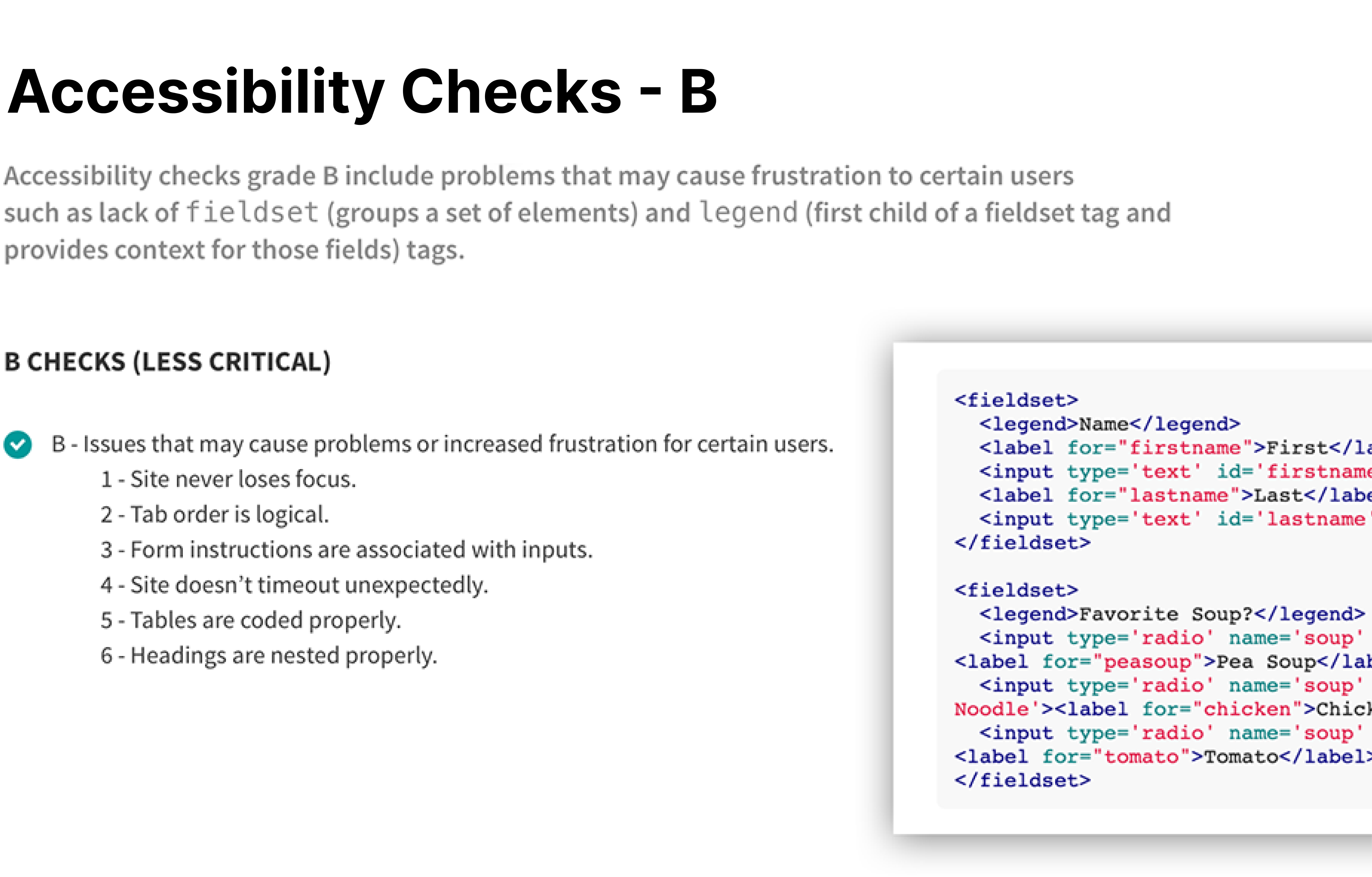 UX deliverables accessibility checks - B