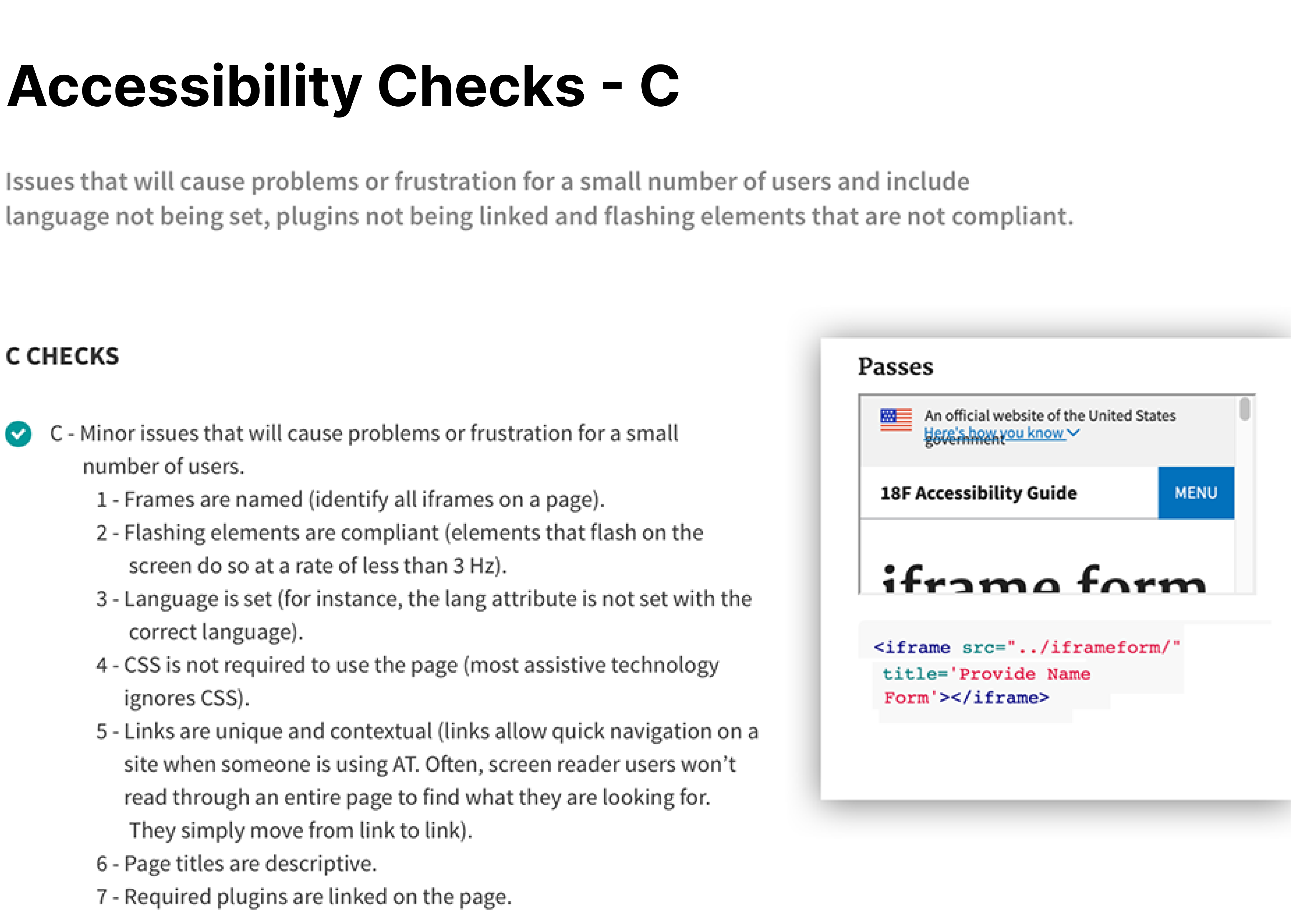 UX deliverables accessibility checks - C