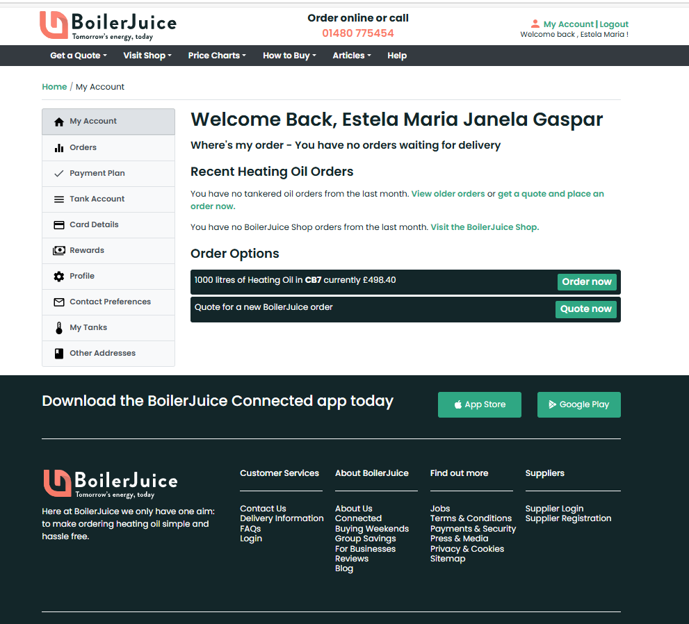BoilerJuice new screens