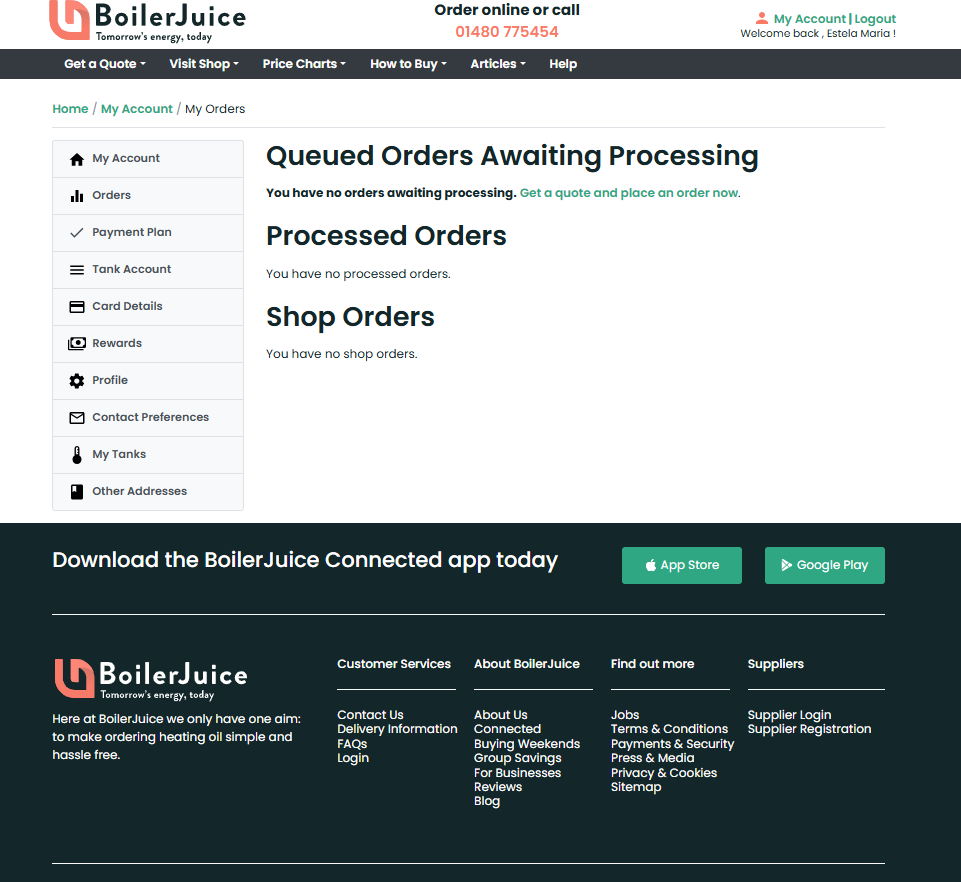 BoilerJuice new screens