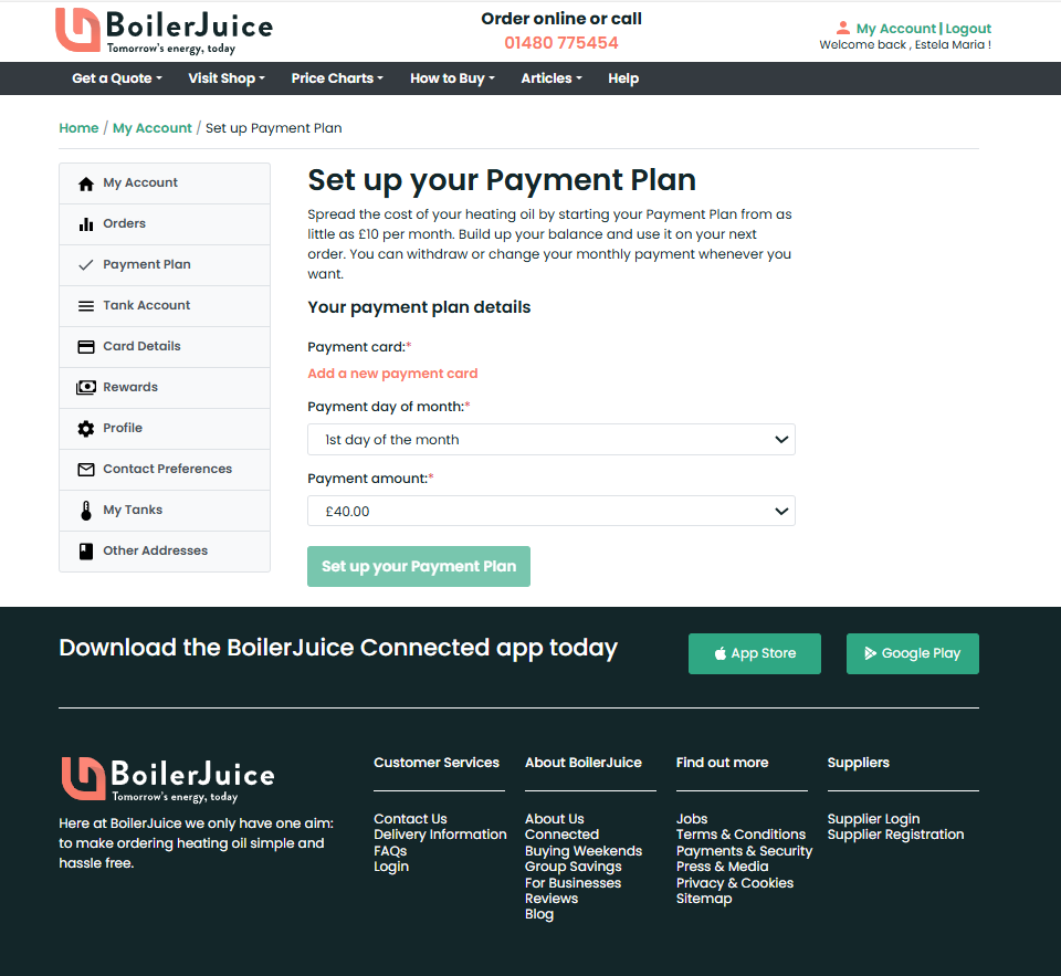 BoilerJuice new screens
