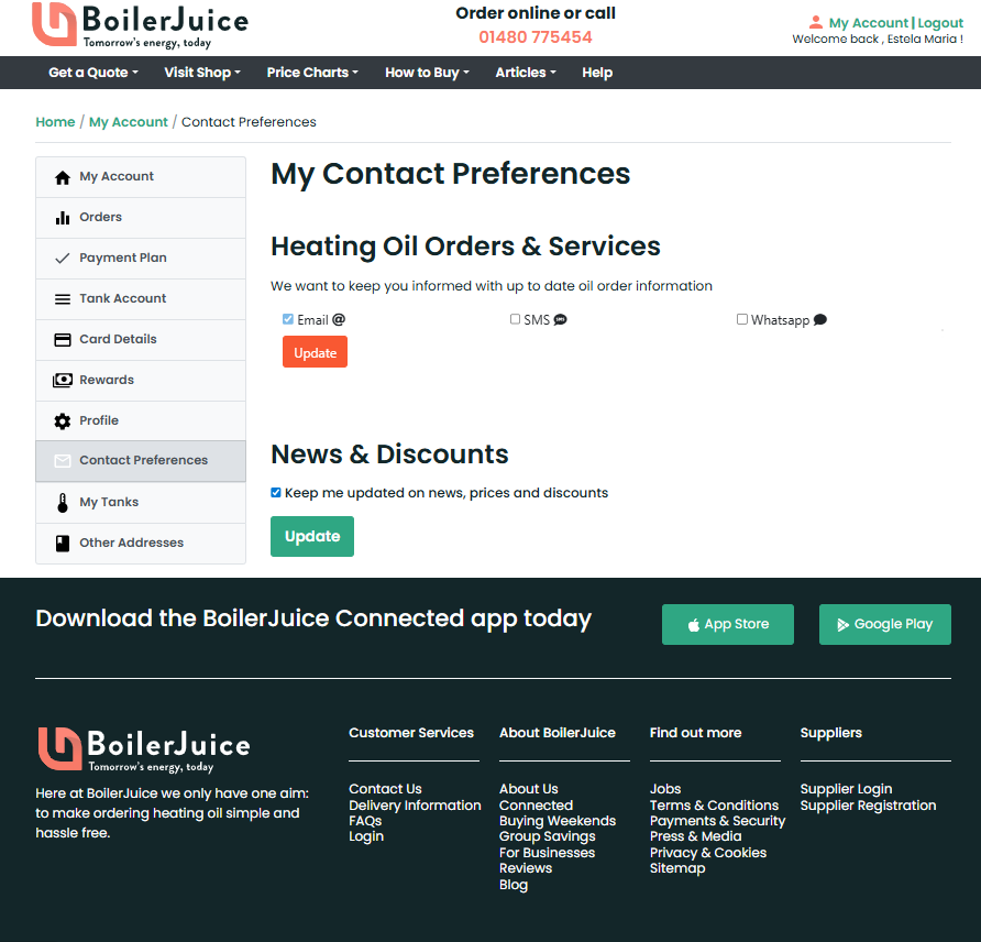 BoilerJuice new screens