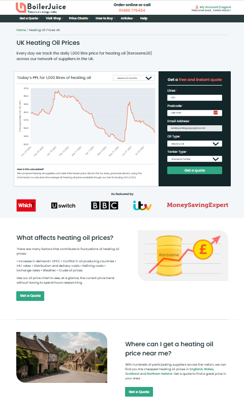 BoilerJuice new screens
