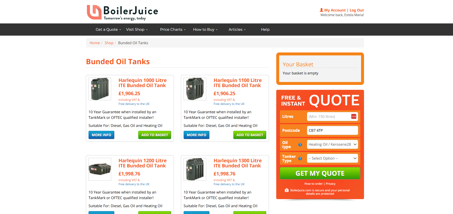 BoilerJuice new screens