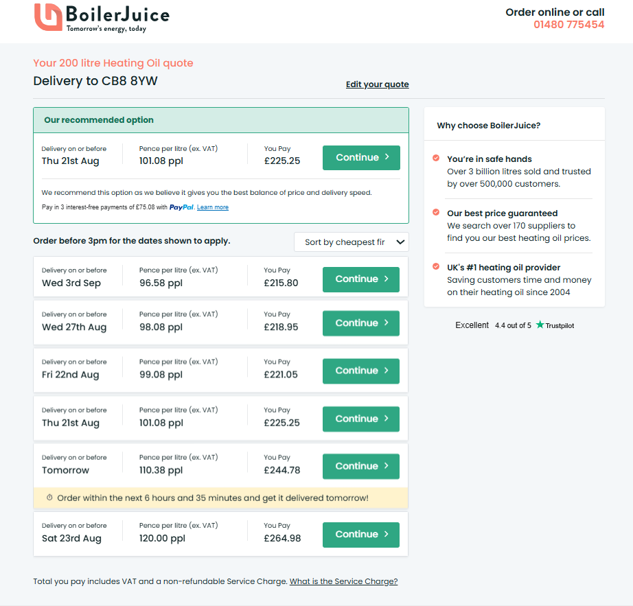 BoilerJuice new screens