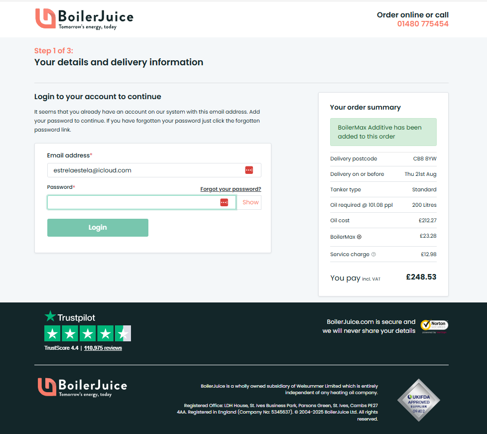 BoilerJuice new screens