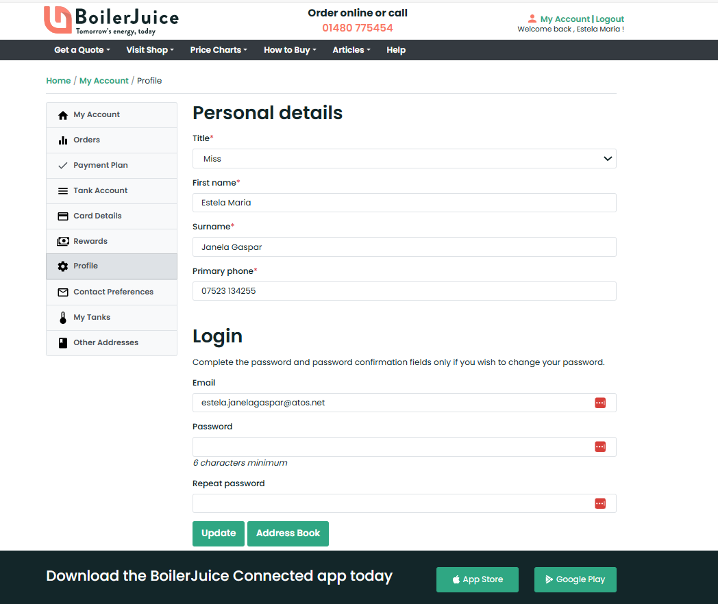 BoilerJuice new screens