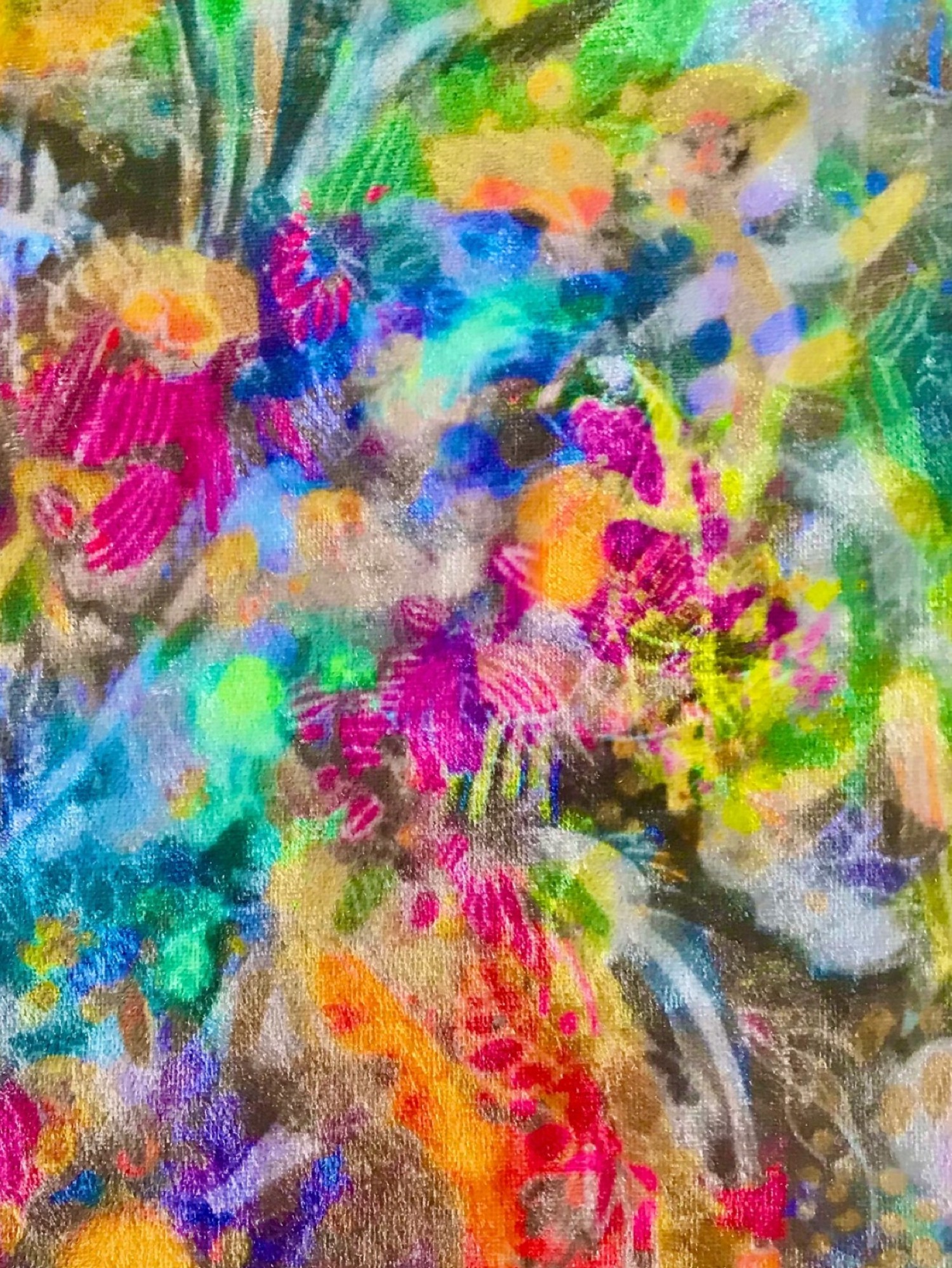 Floral Reverie. Bold, dreamlike bloomscape. Zoom detail.