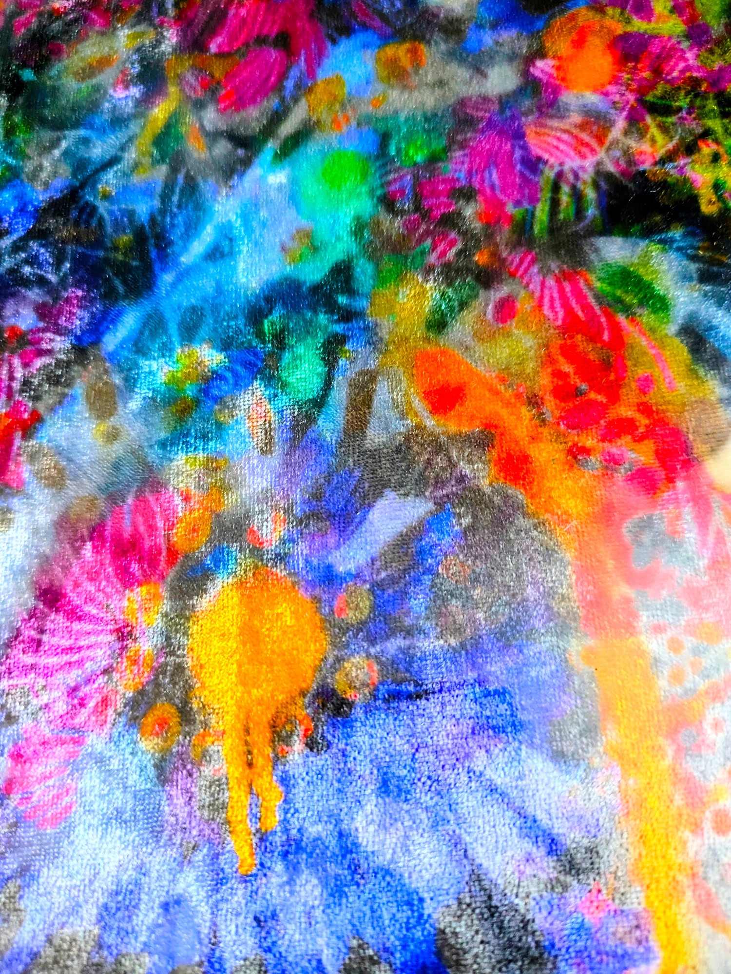 Floral Reverie. Bold, dreamlike bloomscape. Zoom detail.